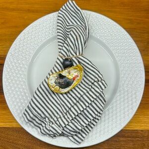 SET of 6 COASTAL Oyster Turkey SEASHELL ORNAMENTS / Napkin Rings Thanksgiving